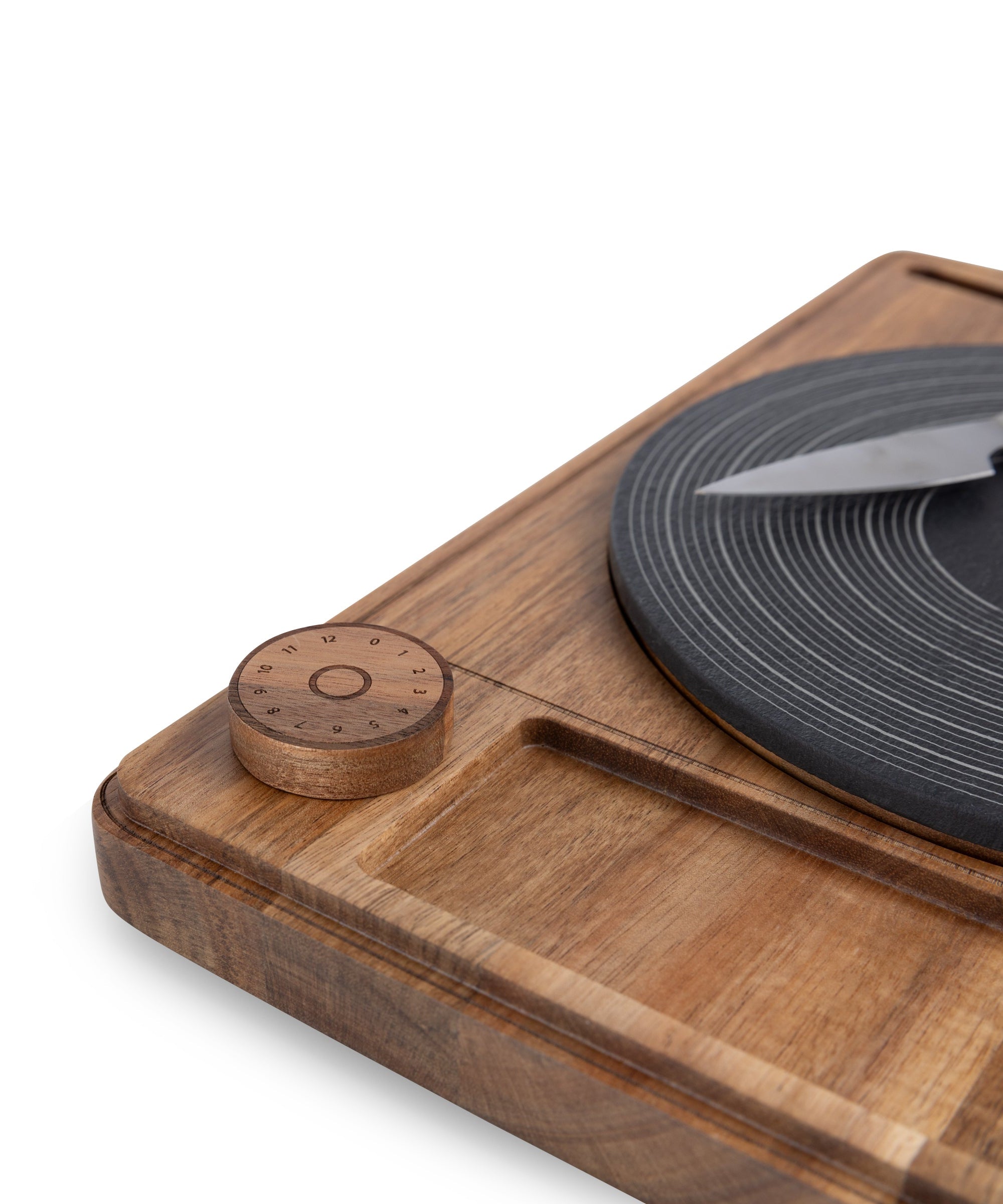 Turntable Acacia and Slate Cheese Board with Knife