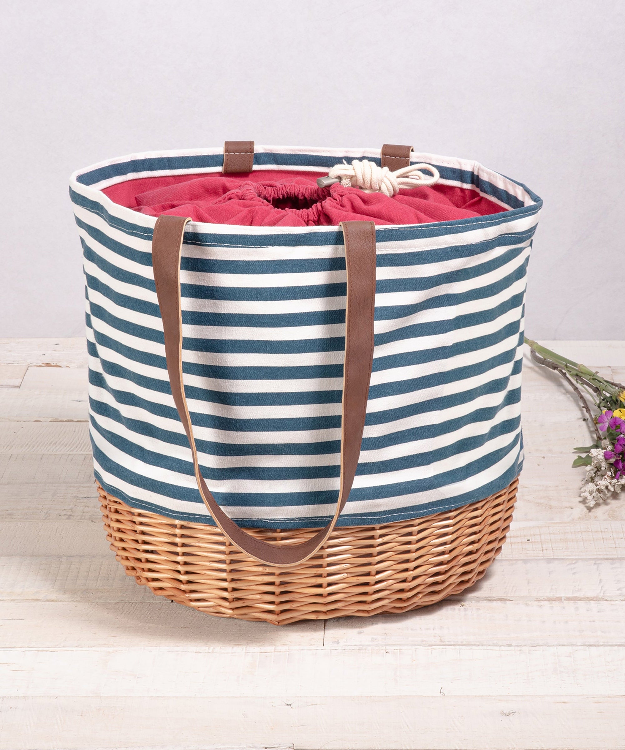 Coronado Canvas and Willow Basket Tote