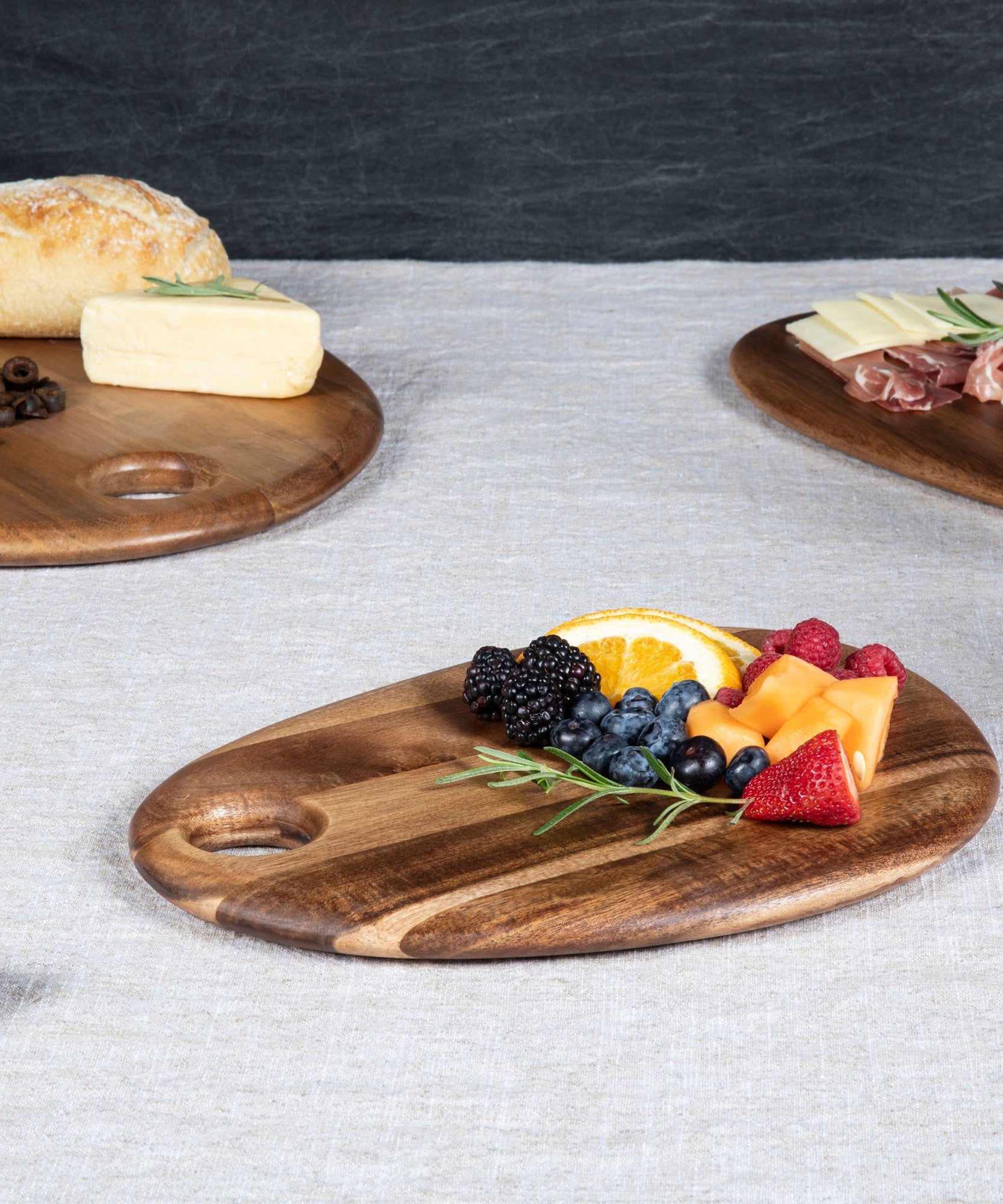 Set of 3 Pebble Shaped Acacia Serving Boards