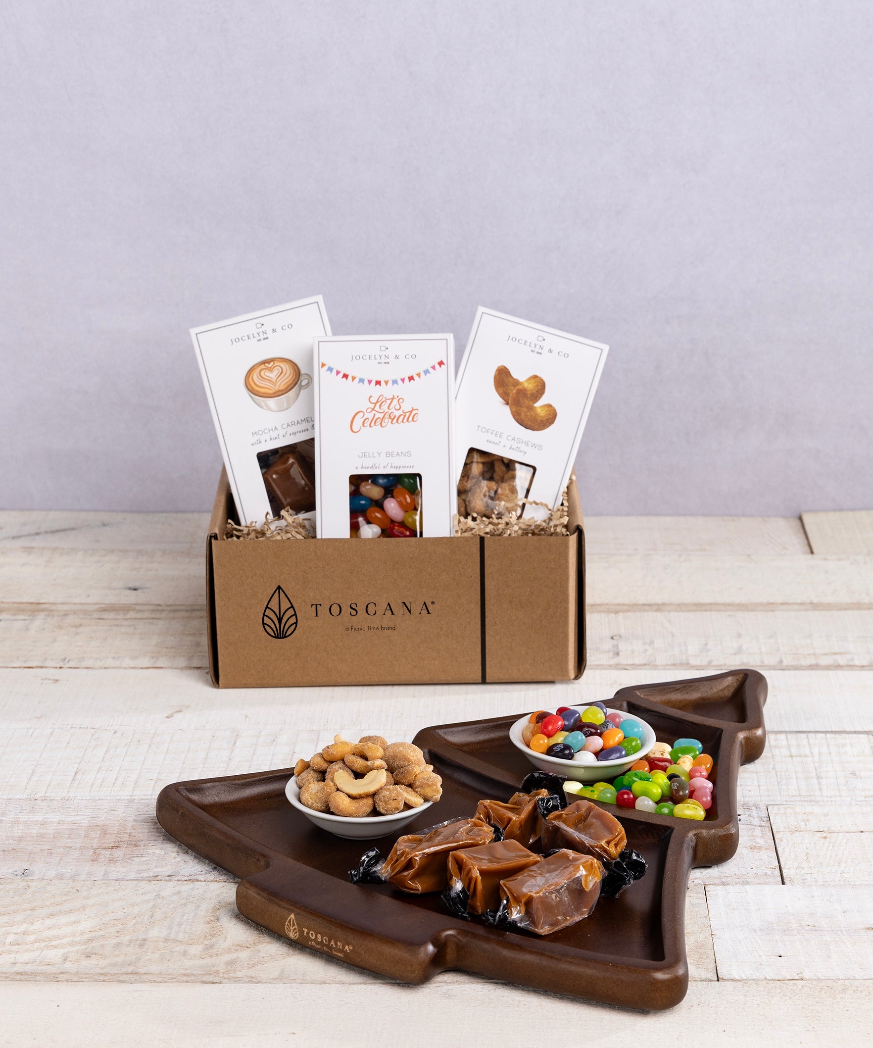 Christmas Tree Serving Tray with Gourmet Gift Pack
