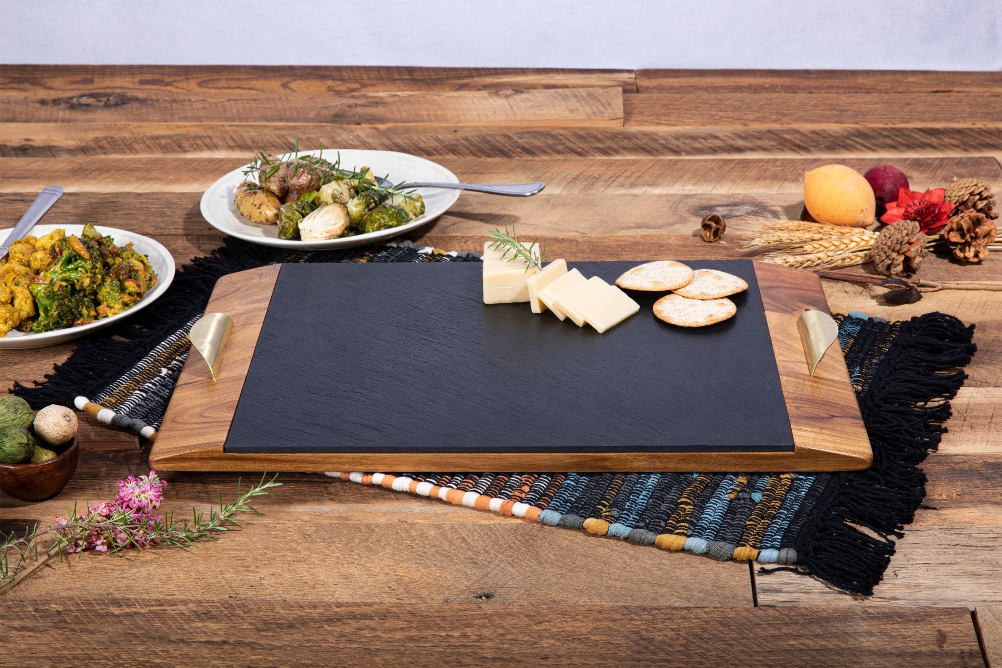 Covina Acacia and Slate Serving Tray