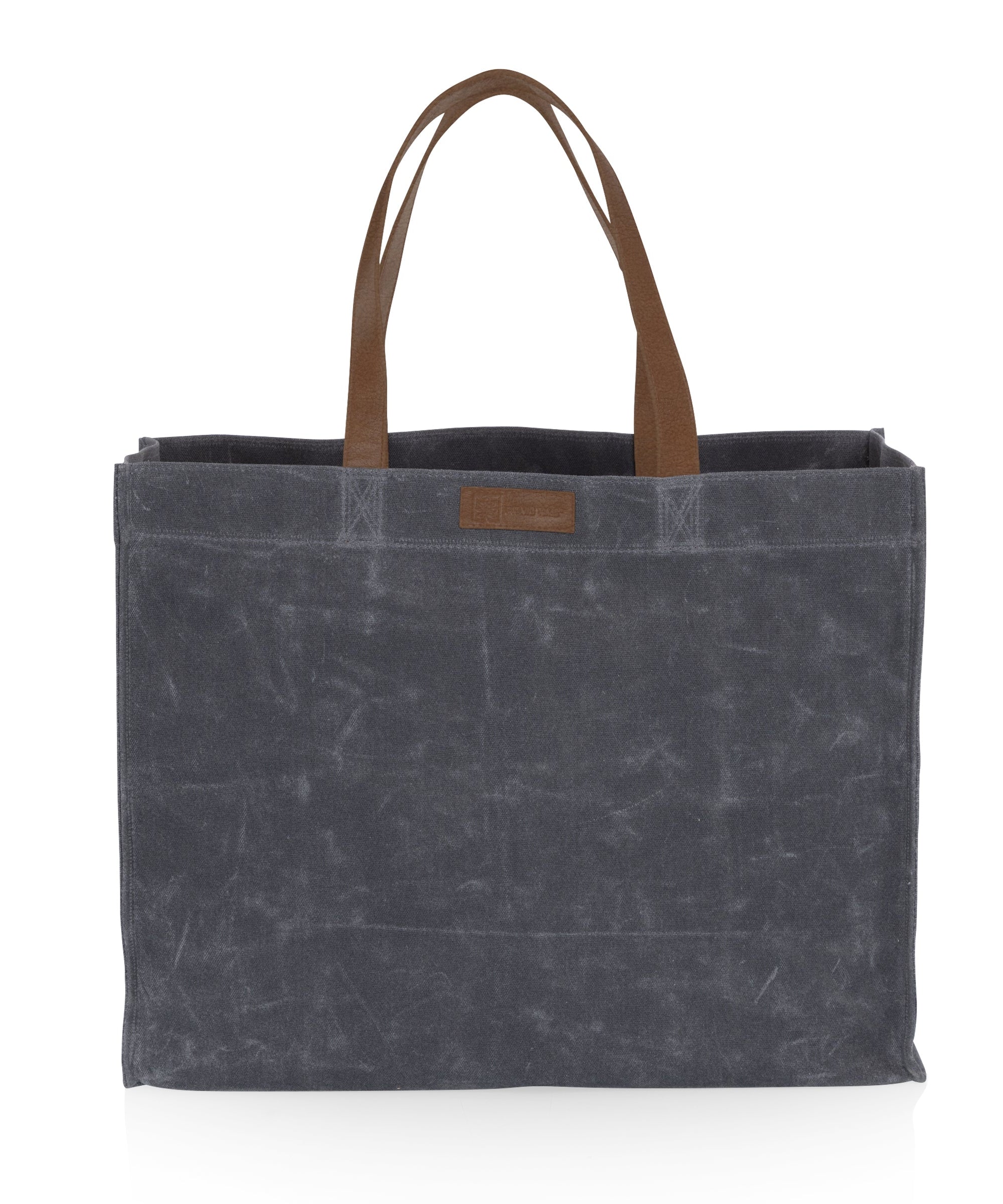 Market Waxed Canvas Tote with Leatherette Handles