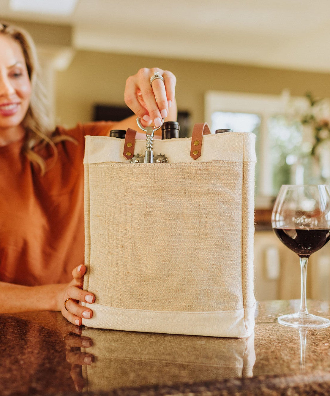 Pinot Jute 3 Bottle Insulated Wine Bag