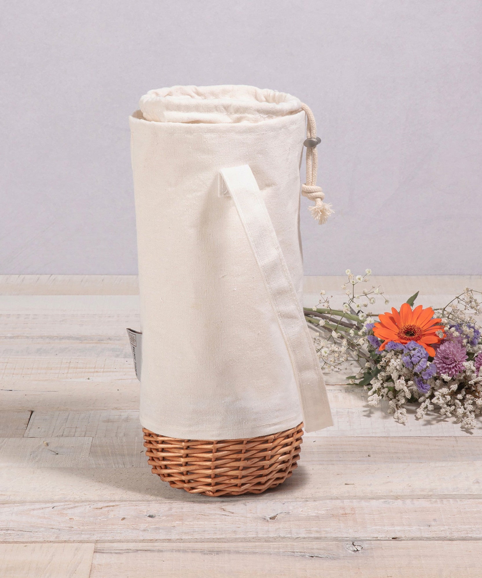 Malbec Insulated Canvas and Willow Wine Bottle Basket