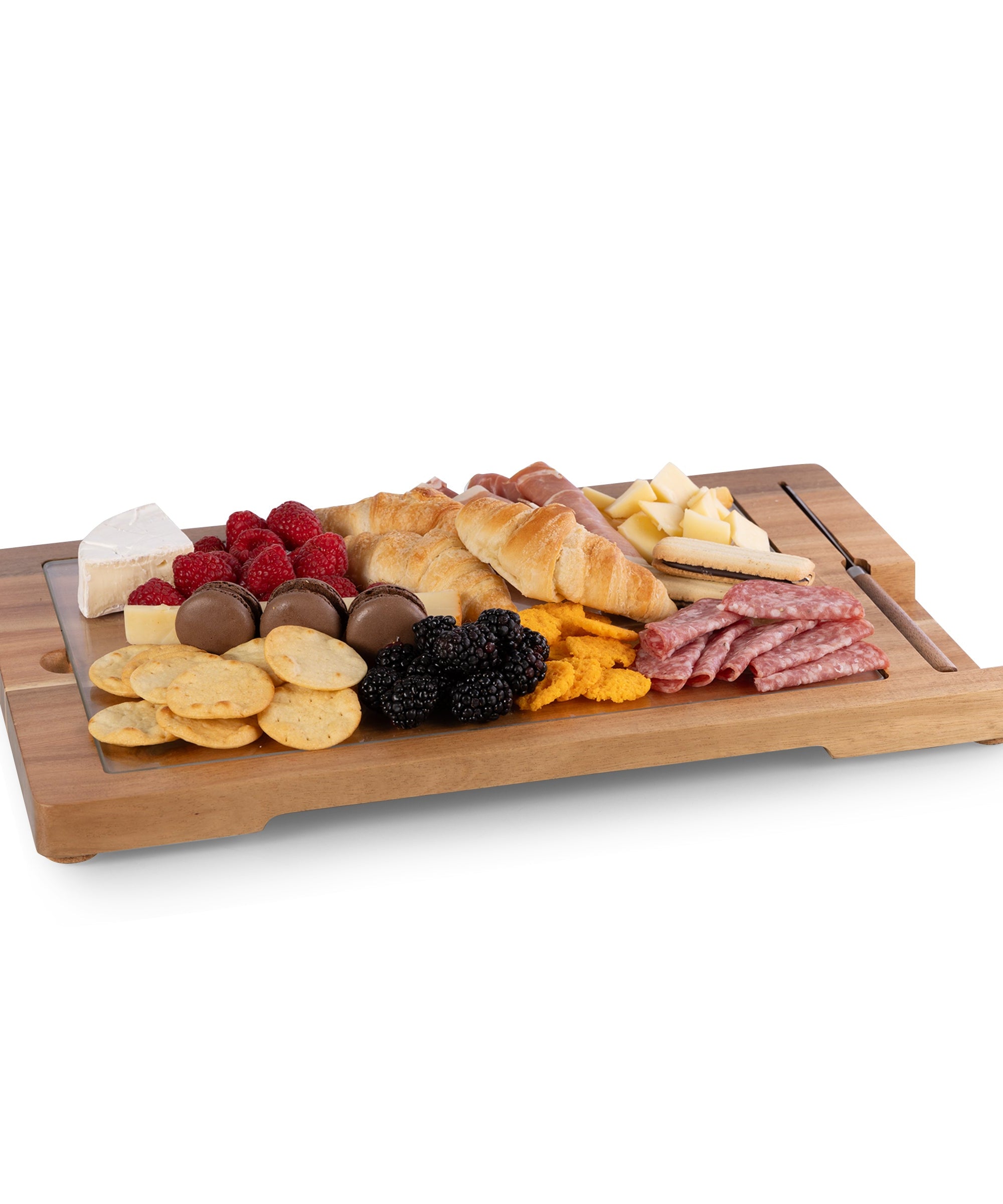 Ventana - Tempered Glass and Acacia Cheese Board and Knife Set