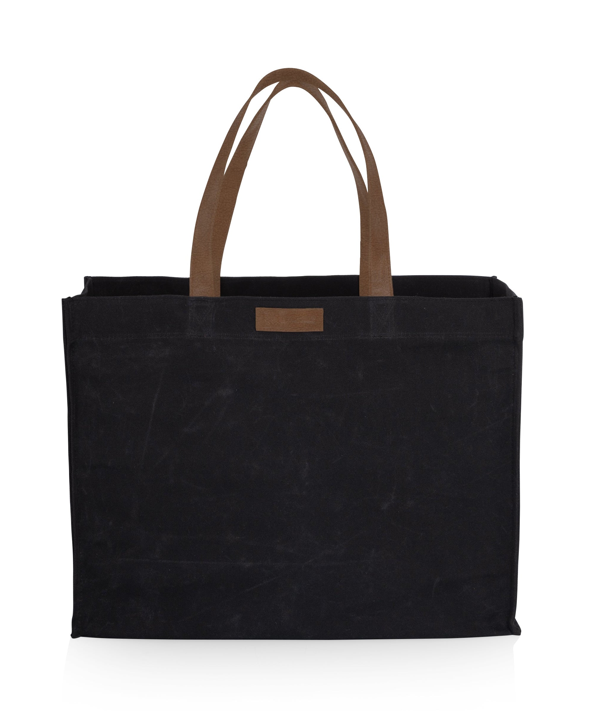 Market Waxed Canvas Tote with Leatherette Handles