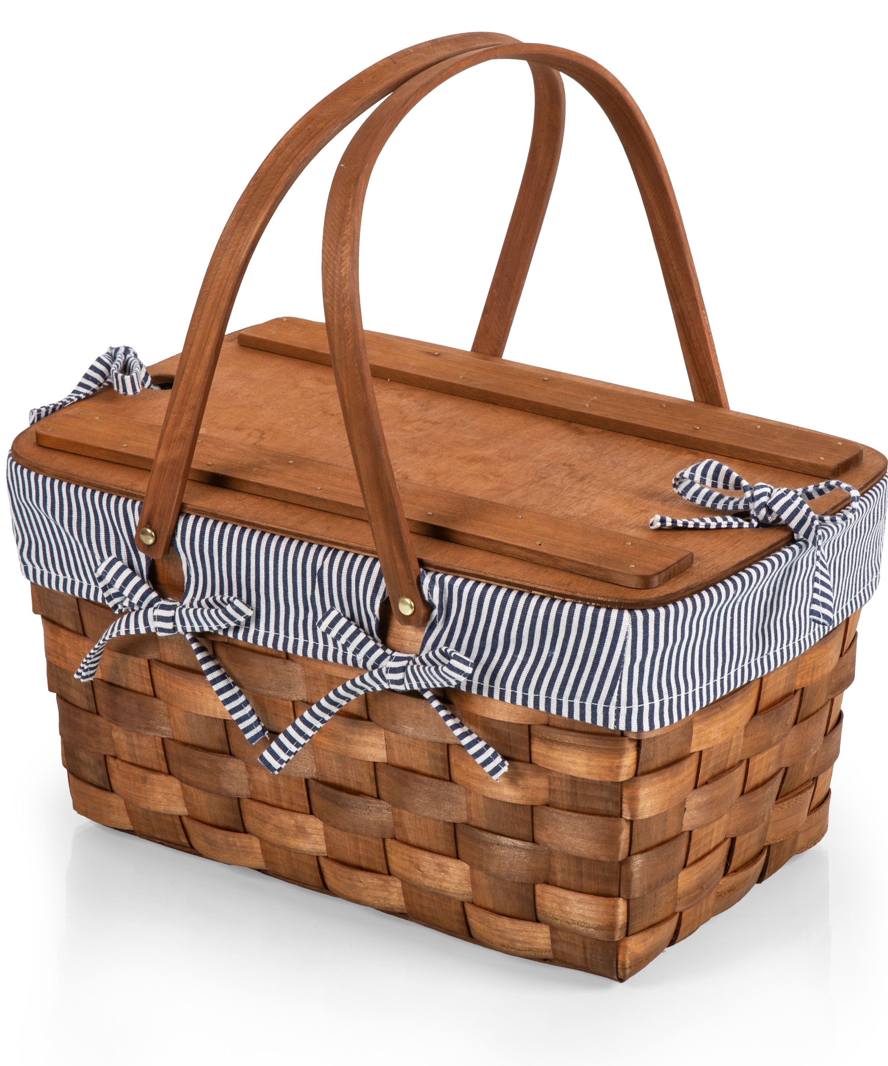 Kansas Handwoven Wood Picnic Basket
