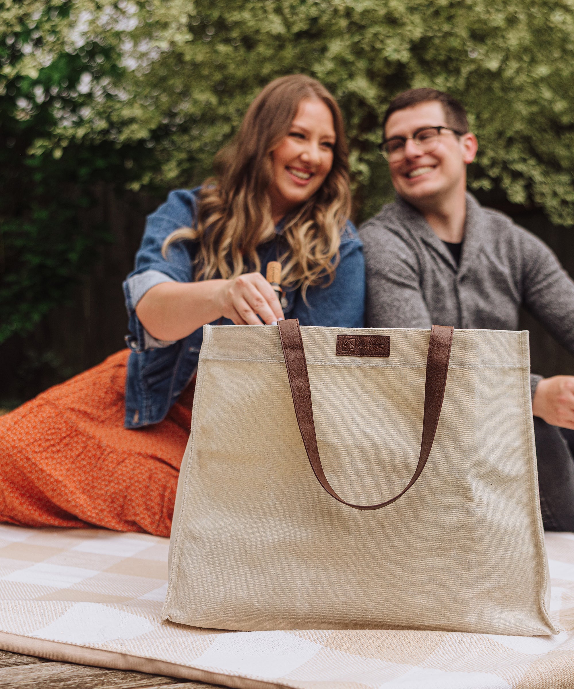 Market Waxed Canvas Tote with Leatherette Handles