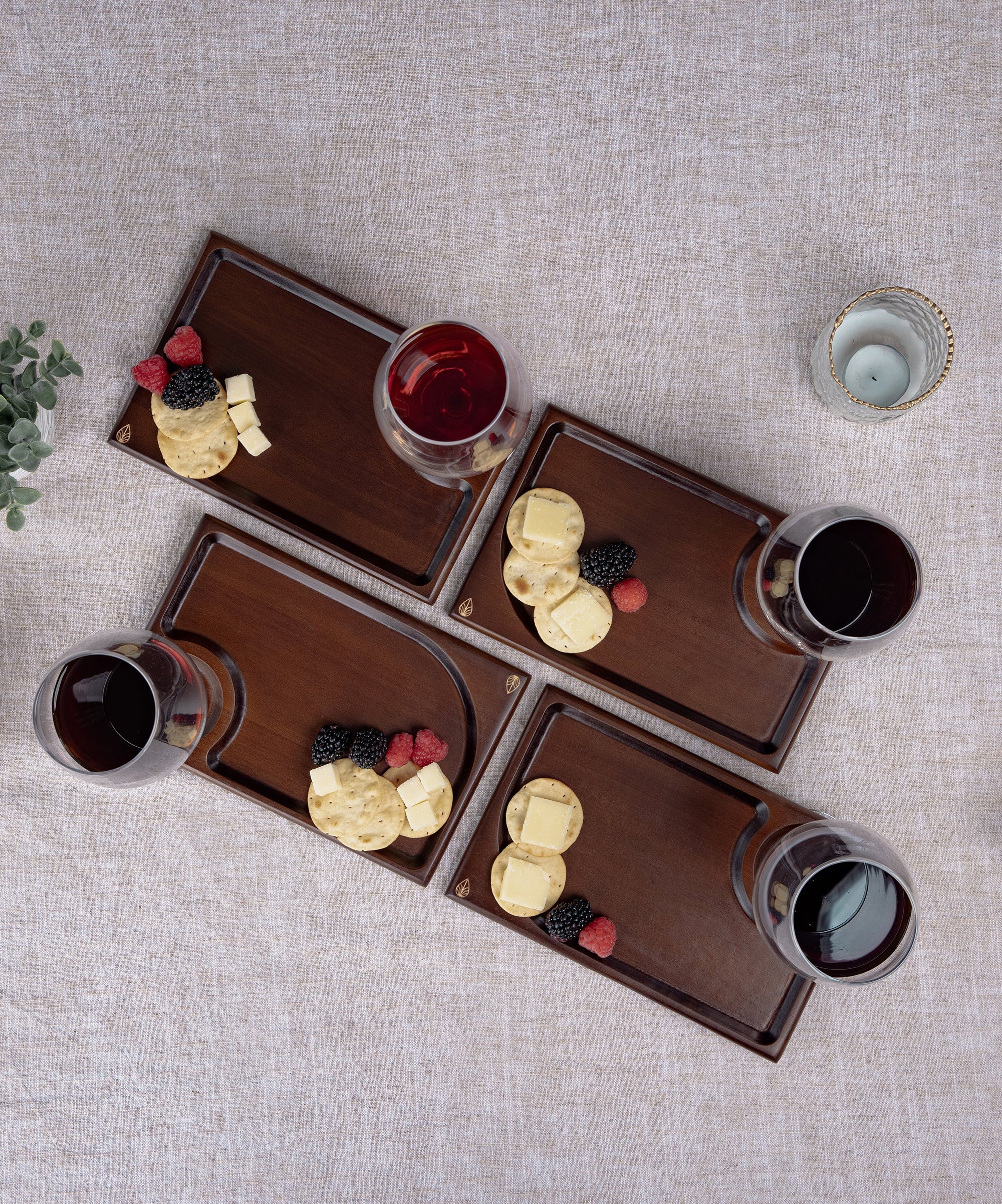 Rectangle Wine Appetizer Plate Set of 4