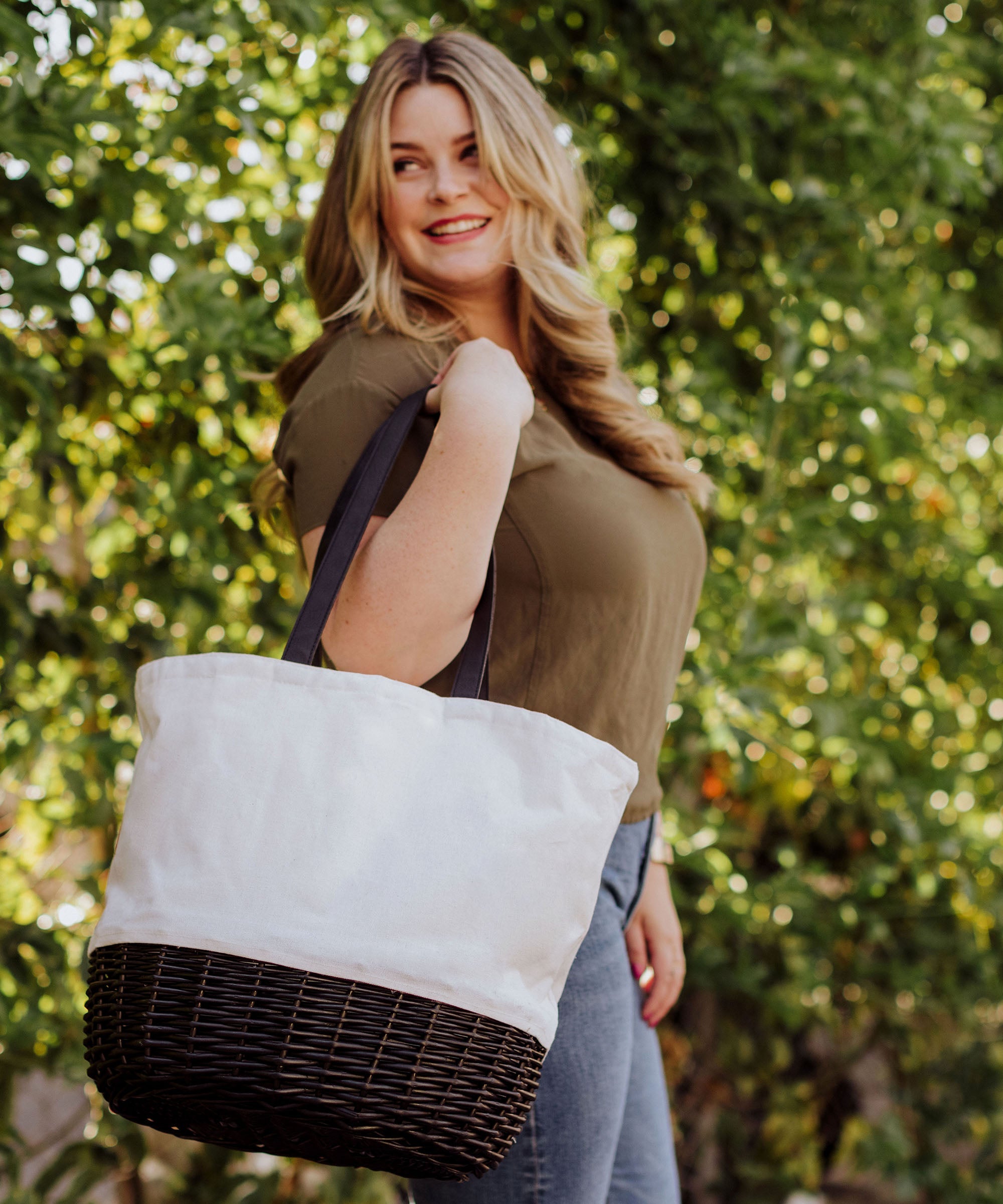 Coronado Canvas and Willow Basket Tote