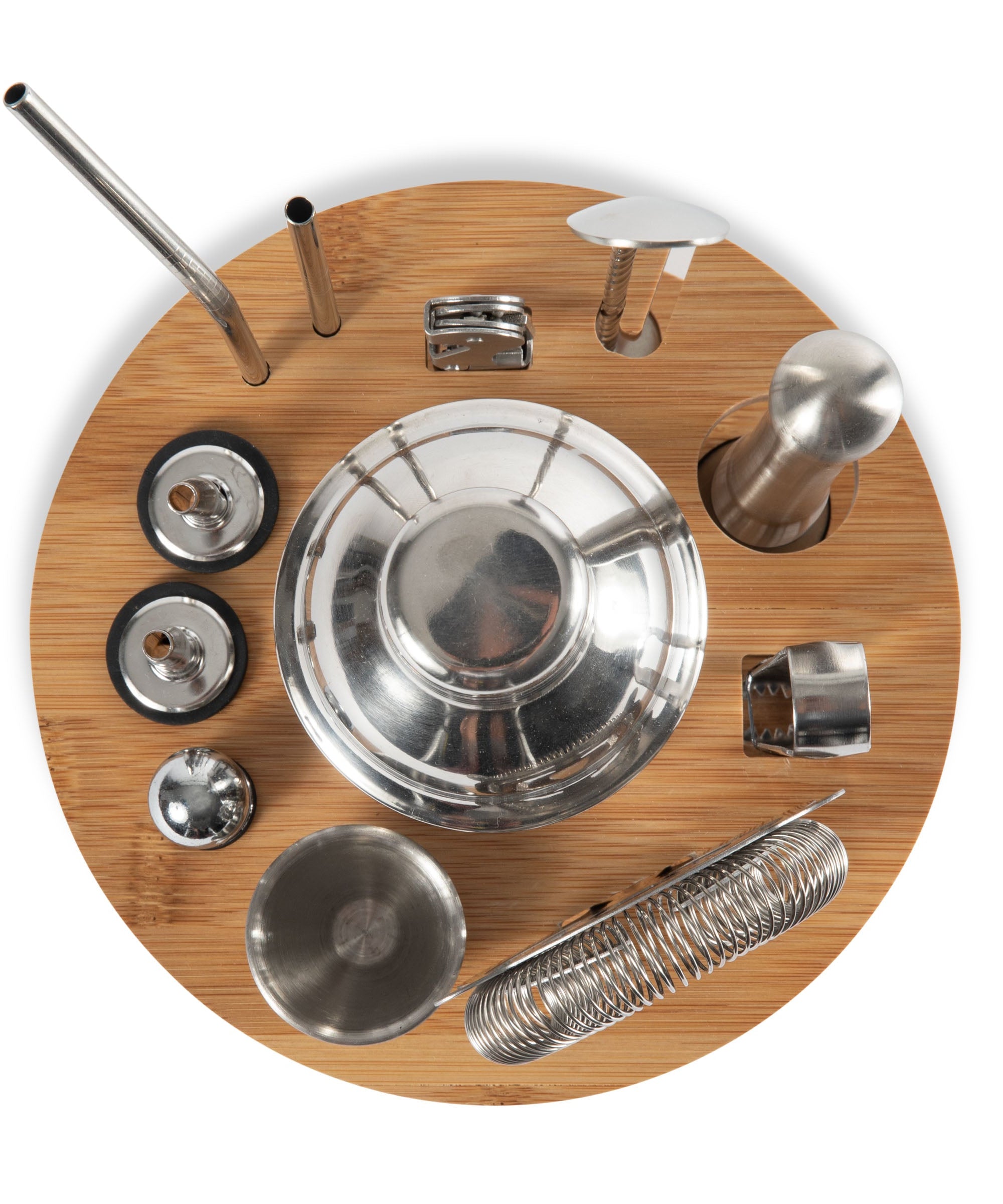 Lazy Susan Bar Tool Set (Bamboo & Stainless Steel)