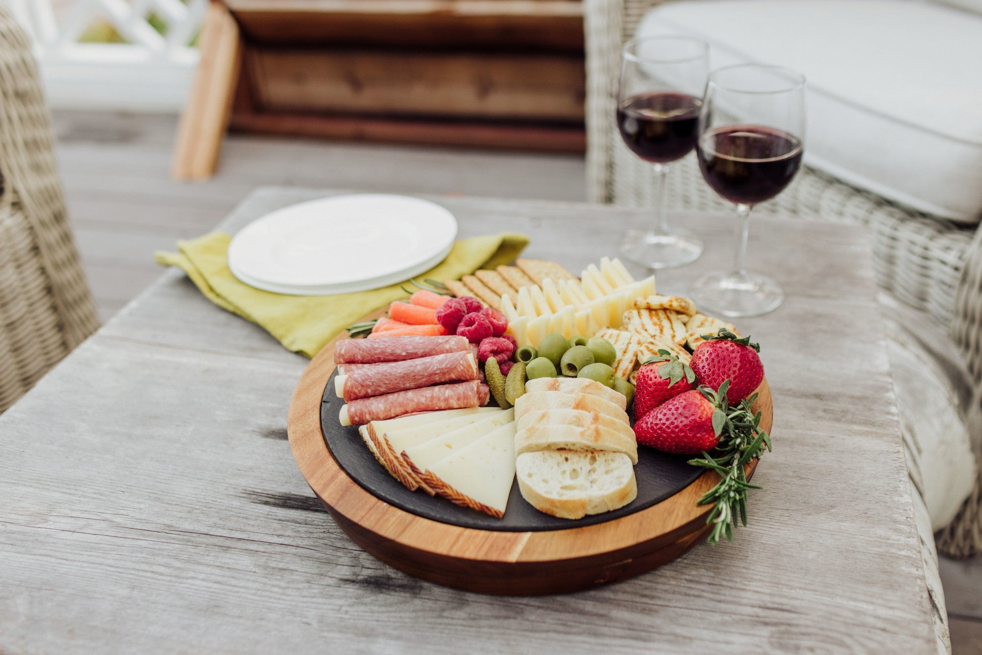 Insignia Acacia and Slate Serving Board with Cheese Tools