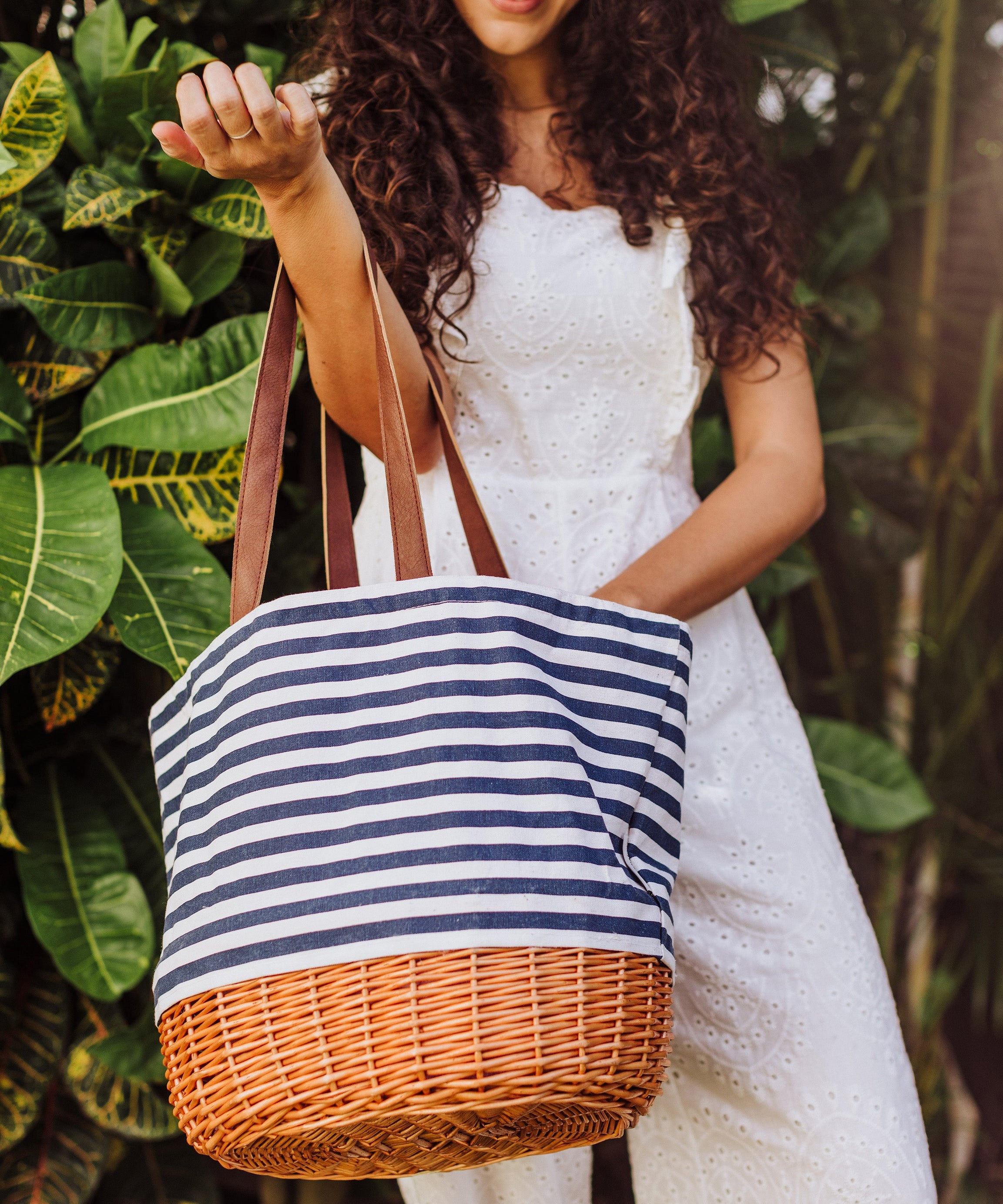 Coronado Canvas and Willow Basket Tote