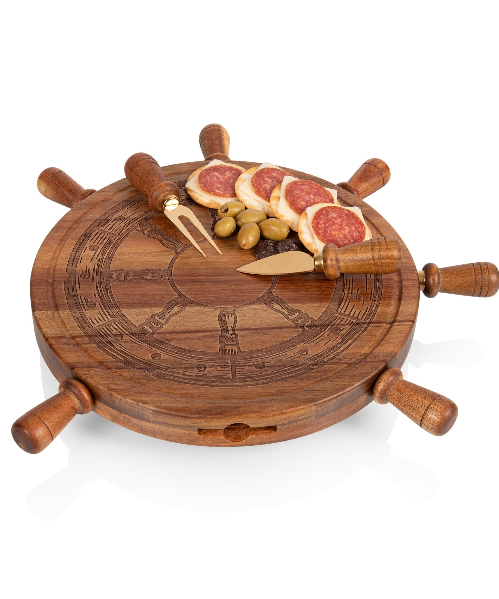 Helmsman Lazy Susan Cheese Board with Tool Set